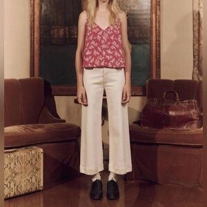 The Great Silk Camisole Tank Top Blouse Sz O V-Neck Pink Floral Coquette Resort